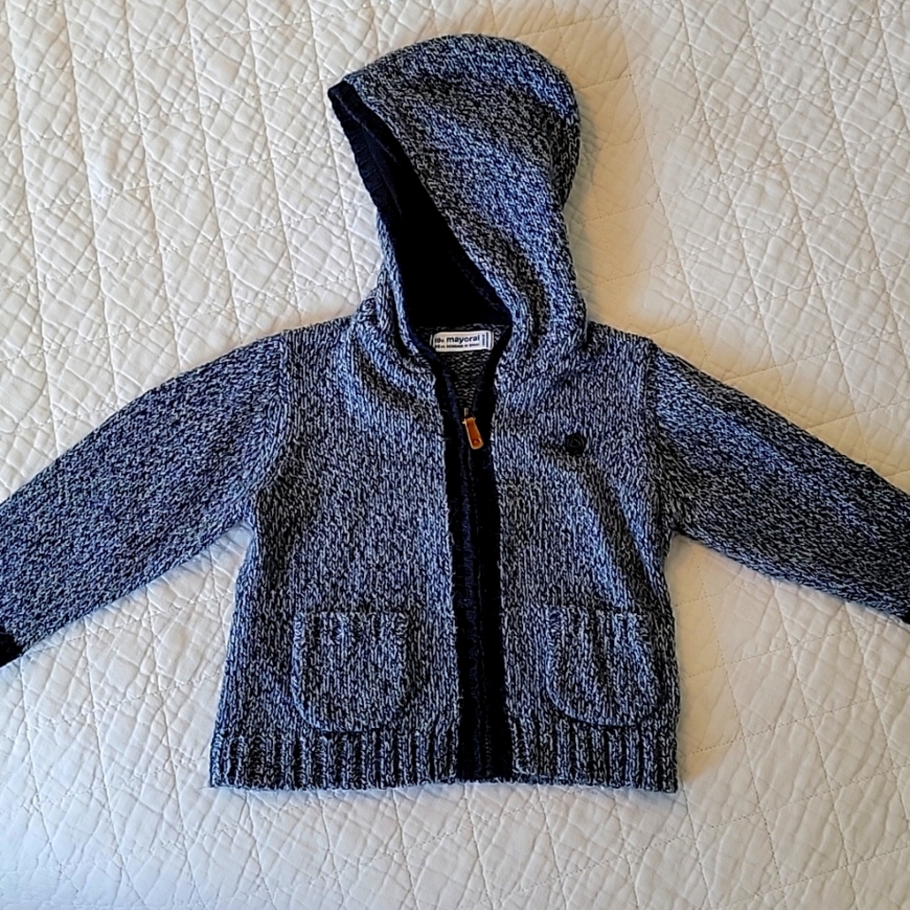 Mayoral baby boys zip up hooded sweater